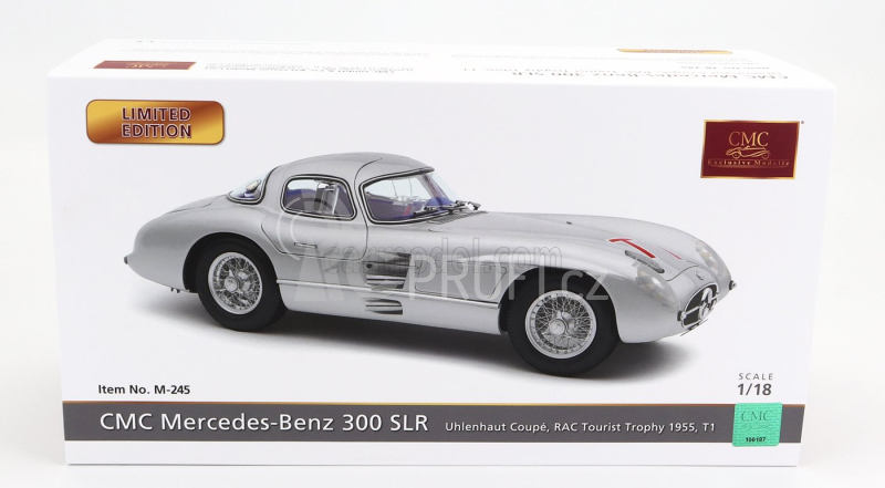 Cmc Mercedes benz 300 Slr Coupe N T1 Rac Tourist Trophy 1955 1:18 Silver