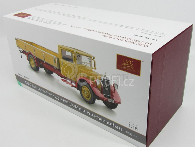 Cmc Mercedes benz Lo2750 Lkw Platform Truck Cassonato 1933 1:18 Žlutá Červená