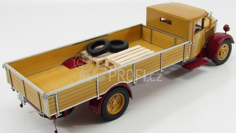 Cmc Mercedes benz Lo2750 Lkw Platform Truck Cassonato 1933 1:18 Žlutá Červená