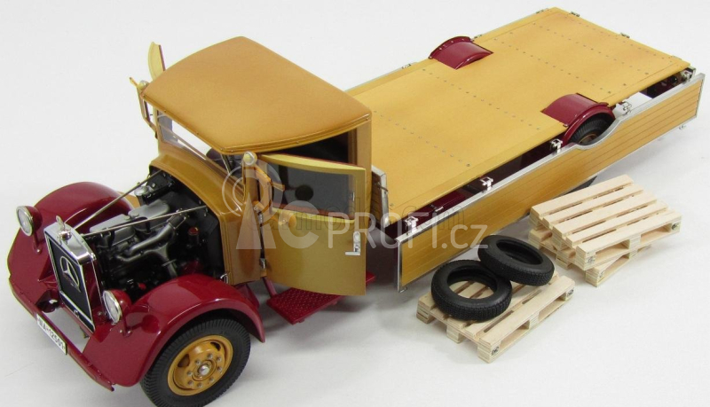Cmc Mercedes benz Lo2750 Lkw Platform Truck Cassonato 1933 1:18 Žlutá Červená