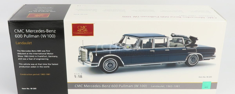 Cmc Mercedes benz S-class 600 Pullman (w100) Landaulet Soft-top Semiconvertible 1969 1:18 Blue