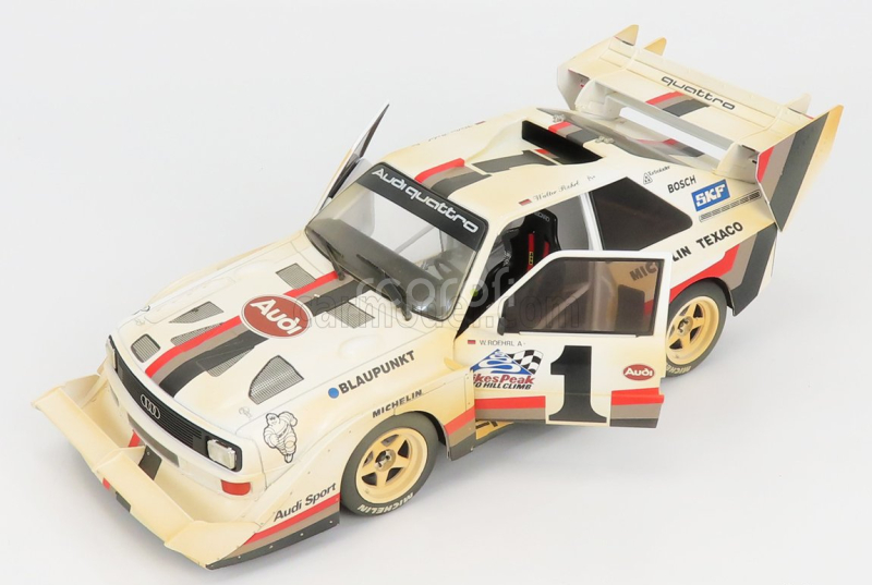 Cmr Audi Quattro Sport S1 E2 N 1 Winner Rally Pikes Peak Hill Climb - Dirty Version - 1987 W.rohrl 1:18 Žlutá Bílá Červená