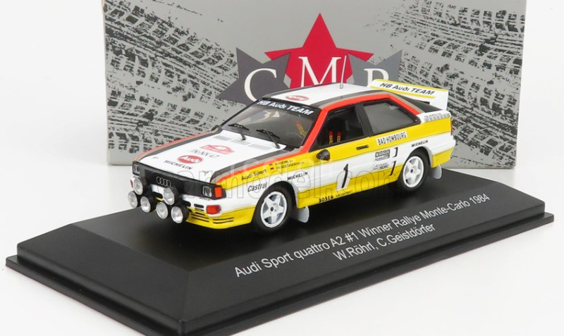 Cmr Audi Sport Quattro A2 Team Audi Sport (night Version) N 1 Winner Rally Montecarlo 1984 Walter Rohrl - Christian Geistdorfer 1:43 Bílá Žlutá