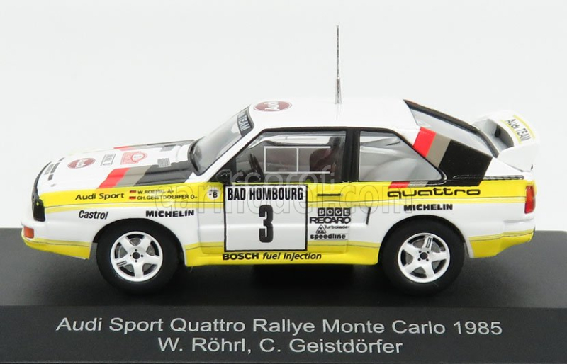 Cmr Audi Sport Quattro Audi Team Hb N 3 2nd Rally Montecarlo 1985 W.rohrl - C.geistdorfer 1:43 Bílá Žlutá