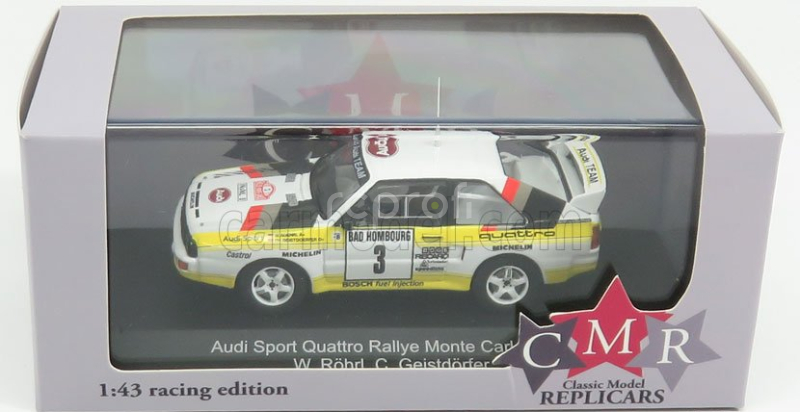 Cmr Audi Sport Quattro Audi Team Hb N 3 2nd Rally Montecarlo 1985 W.rohrl - C.geistdorfer 1:43 Bílá Žlutá