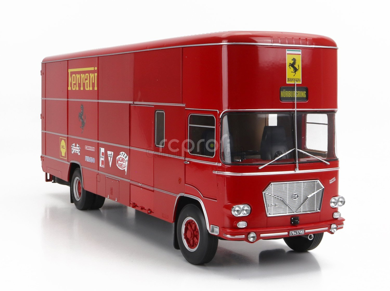 Cmr Om fiat 150 Rolfo Truck Car Transporter 2-assi 1966 - For F1 312b 1970 And Ferrari P3 Spider 1966 1:18 Red