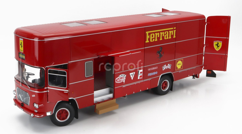 Cmr Om fiat 150 Rolfo Truck Car Transporter 2-assi 1966 - For F1 312b 1970 And Ferrari P3 Spider 1966 1:18 Red
