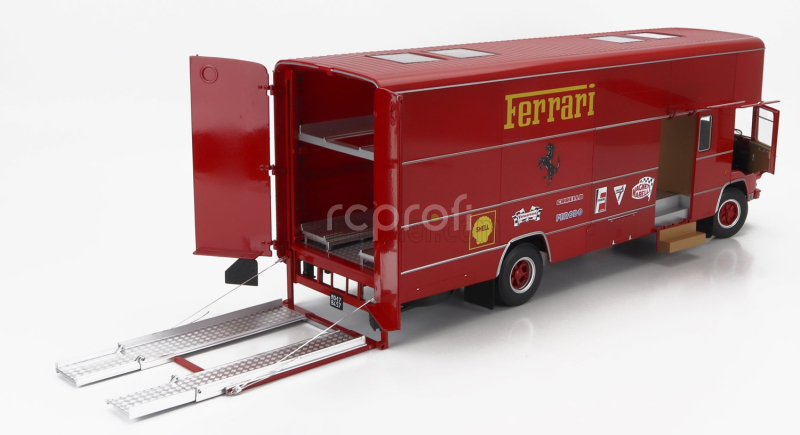Cmr Om fiat 150 Rolfo Truck Car Transporter 2-assi 1966 - For F1 312b 1970 And Ferrari P3 Spider 1966 1:18 Red