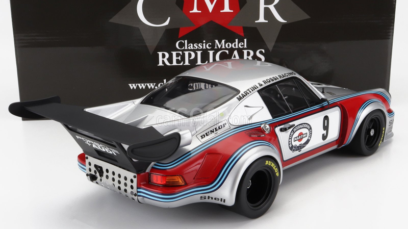 Cmr Porsche 911 930 Carrera Rsr Turbo 2.1l Team Martini & Rossi Racing N 9 2nd 6h Watkins Glen 1974 G.v.lennep - H.muller 1:12 Stříbrná Červená Modrá