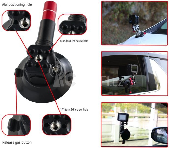 CNC Quick Release Vehicle Suction Mount (3inch) Black