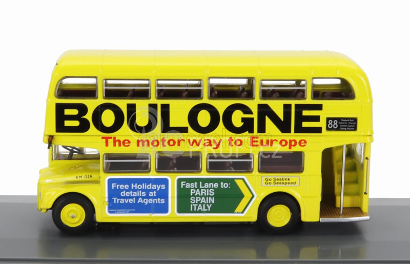 Corgi AEC Type Rm Autobus London Transport Boulogne Route 88 Action Green 1949 1:76 Žlutá