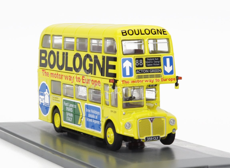 Corgi AEC Type Rm Autobus London Transport Boulogne Route 88 Action Green 1949 1:76 Žlutá