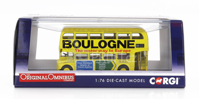 Corgi AEC Type Rm Autobus London Transport Boulogne Route 88 Action Green 1949 1:76 Žlutá