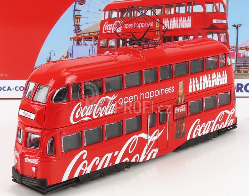 Corgi Blackpool Decker Double Tram Autobus Coca-cola Open Happiness 1934 1:76 Červená Bílá