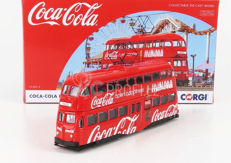 Corgi Blackpool Decker Double Tram Autobus Coca-cola Open Happiness 1934 1:76 Červená Bílá