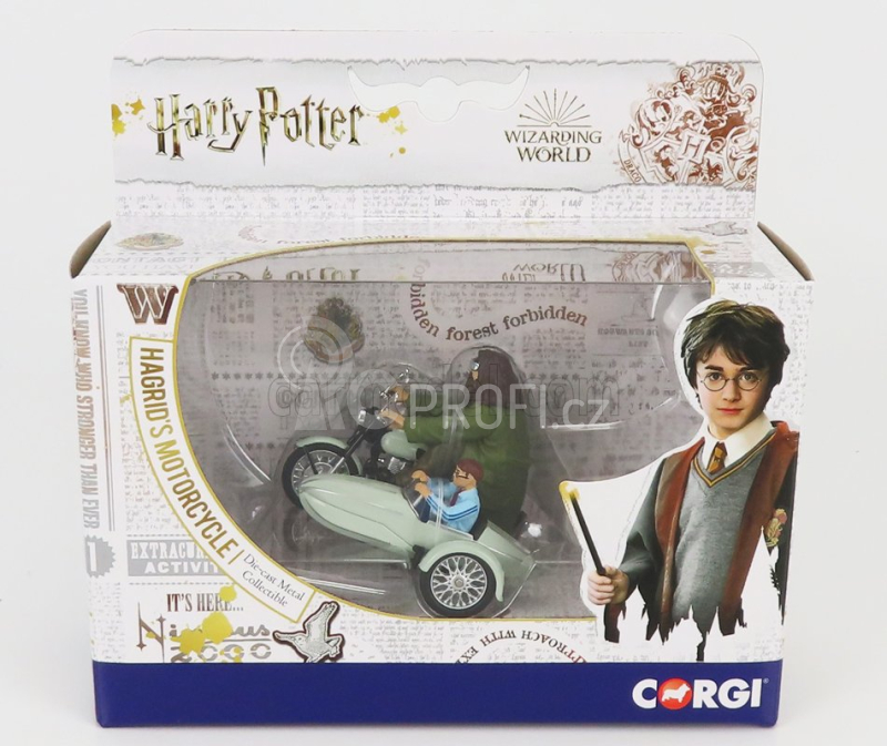 Corgi Motorcycle Hagrid's Sidecar Harry Potter - Movie 1:36 Velmi Světle Zelená