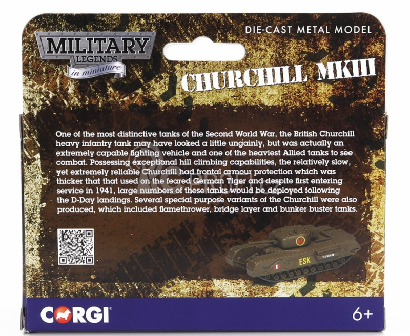Corgi Tank Churchill Mkiii 1941 - Cm. 8.0 1:87 Vojenská Hnědá