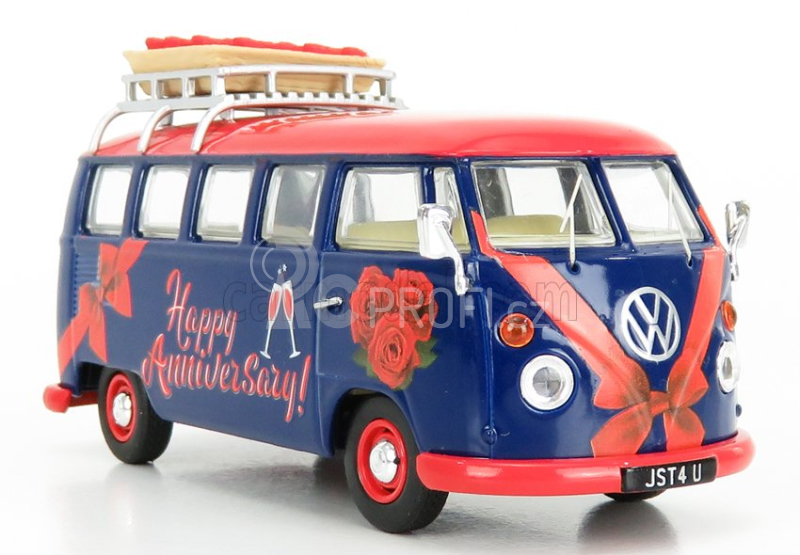 Corgi Volkswagen T1 Minibus Happy Anniversary 1961 1:43 Modrá Červená