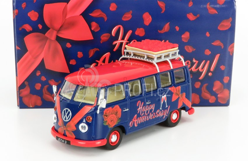 Corgi Volkswagen T1 Minibus Happy Anniversary 1961 1:43 Modrá Červená