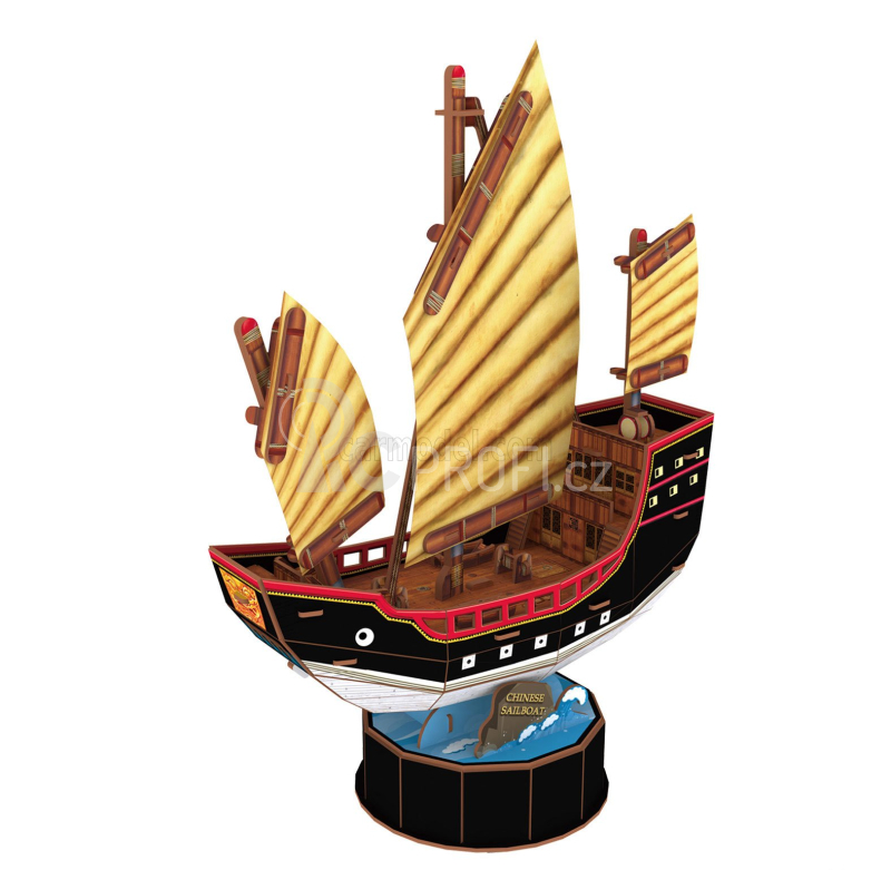 Cubicfun Puzzle Kit 3d In Foam Boat Giunca Cinese Cm. 20.8x9.8x27.8 - 62 Pezzi - 62 Pieces /