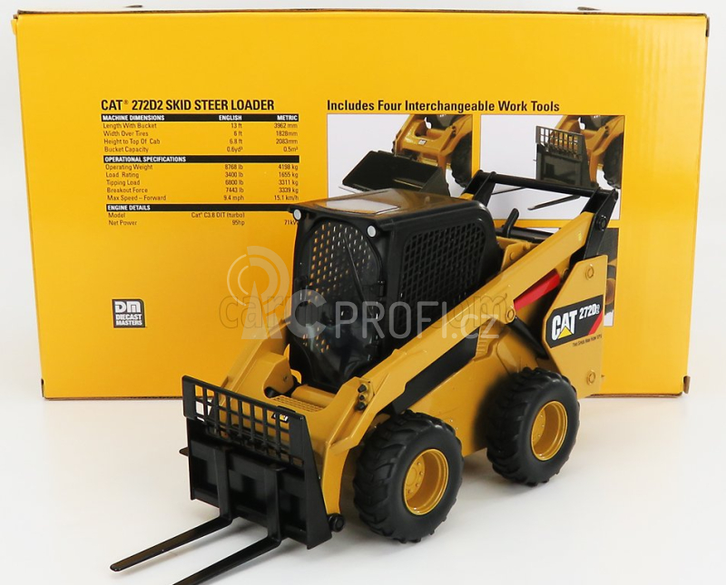 Dm-models Caterpillar Cat272d Ruspa Gommata - Skid Steer Loader 1:16 Žlutá Černá