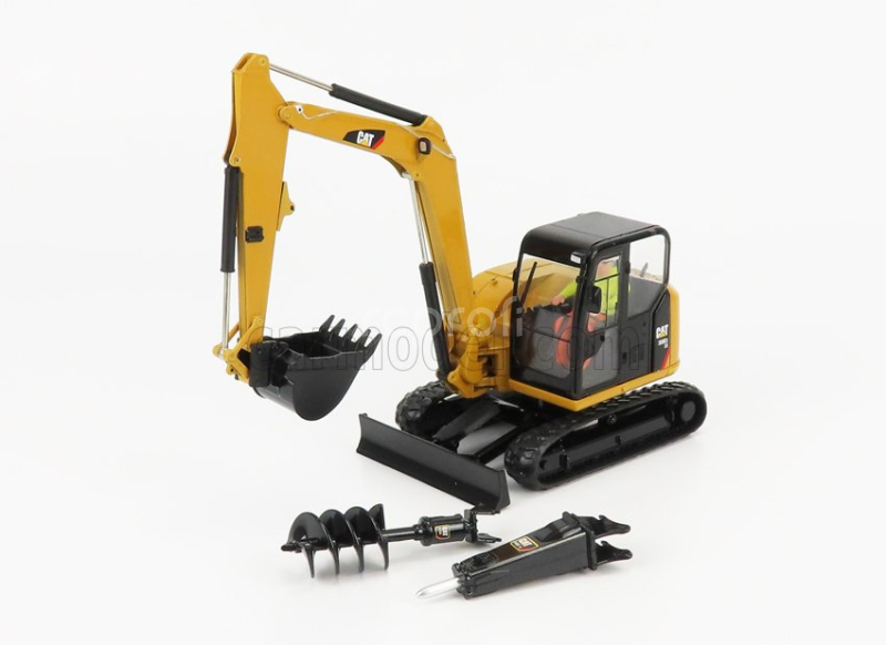 Dm-models Caterpillar Cat308e2 Cr Sb Escavatore Cingolato - Tractor Hydraulic Mini Excavator 1:32 Žlutá Černá