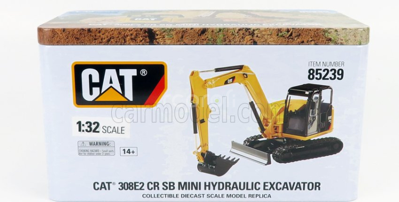 Dm-models Caterpillar Cat308e2 Cr Sb Escavatore Cingolato - Tractor Hydraulic Mini Excavator 1:32 Žlutá Černá