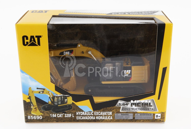 Dm-models Caterpillar Cat320f L Escavatore Cingolato - Tractor Hydraulic Excavator 1:64 Žlutá Černá