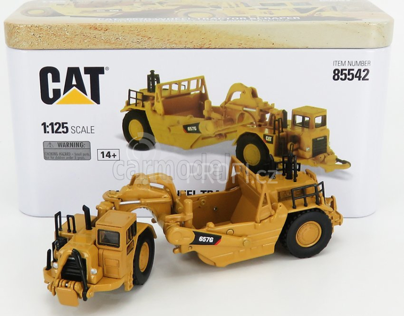 Dm-models Caterpillar Cat657g Ruspa Gommata - Wheel Tractor Scraper 1:125 Žlutá Černá