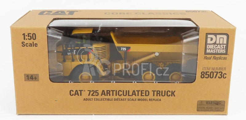 Dm-models Caterpillar Cat725 Cassone Ribaltabile Cava 3-assi 1:50, žlutá