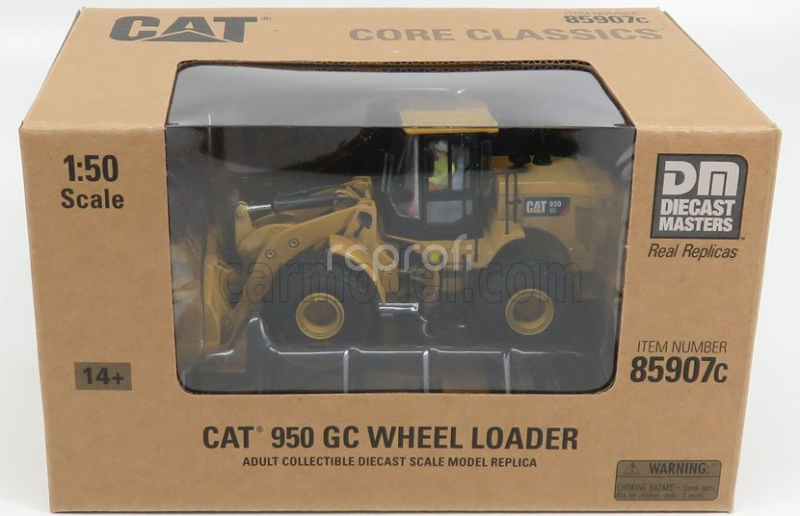 Dm-models Caterpillar Cat950gc Ruspa Gommata - Scraper Tractor Wheel Loader 1:50 Žlutá Černá