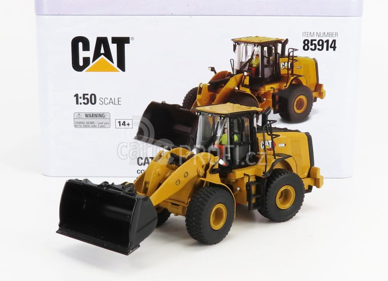 Dm-models Caterpillar Cat950m Ruspa Gommata - Scraper Tractor Wheel Loader 1:50 Žlutá Černá