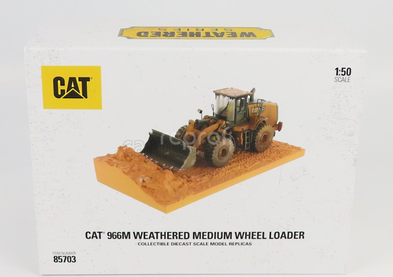 Dm-models Caterpillar Cat966m Ruspa Gommata - Scraper Tractor Weathered Medium Wheel Loader 1:50 Žlutá Černá