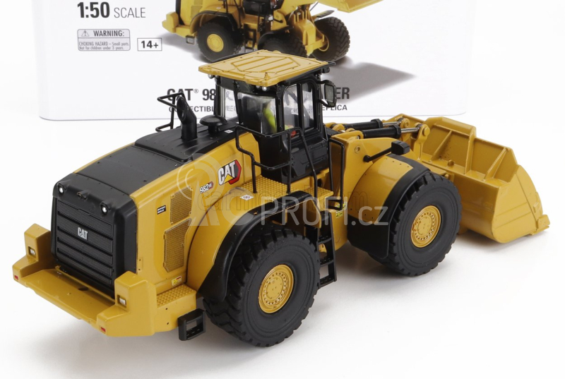 Dm-models Caterpillar Cat982xe Ruspa Gommata - Scraper Tractor Wheel Loader 1:50 Žlutá Černá