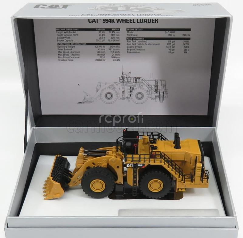 Dm-models Caterpillar Cat994k Ruspa Gommata - Scraper Tractor Wheel Loader 1:125 Žlutá Černá