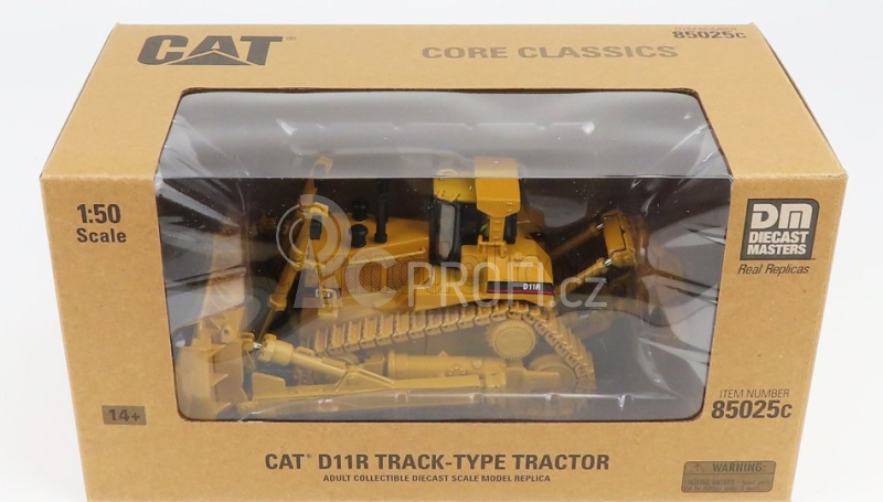 Dm-models Caterpillar Catd11r Dozer Ruspa Cingolata - Scraper Type Tractor 1:50 Žlutá Černá