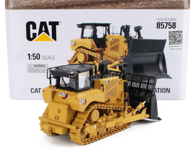 Dm-models Caterpillar Catd8 Ruspa Cingolata - Dozer Scraper Track Type Tractor - Waste Handler Configuration 1:50 Žlutá Černá