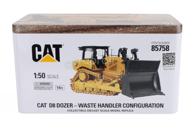 Dm-models Caterpillar Catd8 Ruspa Cingolata - Dozer Scraper Track Type Tractor - Waste Handler Configuration 1:50 Žlutá Černá