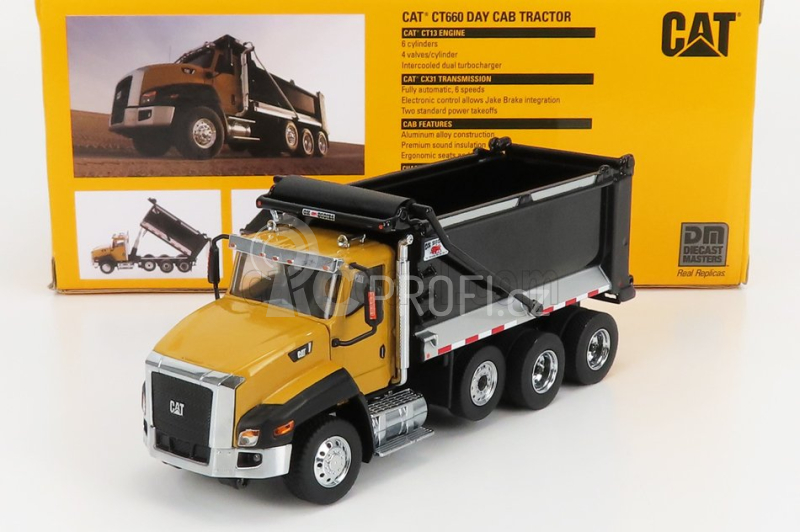Dm-models Caterpillar Ct660 Cassone Ribaltabile 4-assi 2016 - Dump Truck 1:50 Žlutá Černá
