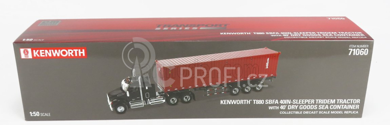 Dm-models Kenworth T880 Sbfa Truck Container 40 1990 1:50 Černá Hnědá