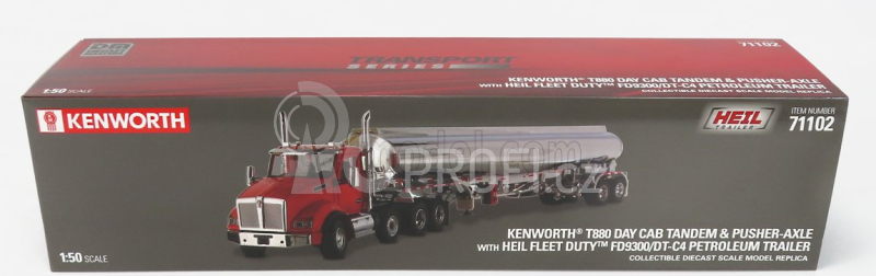 Dm-models Kenworth T880 Truck With Fd9300/dt-c4 Tanker Petroleum 1990 1:50 Červený Chrom