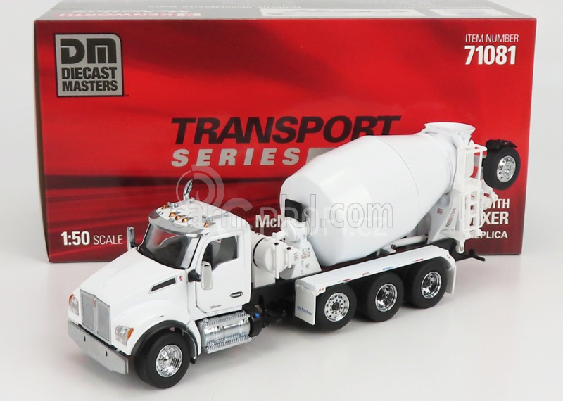 Dm-models Kenworth T880s Betoniera Tanker Cement Mixer Truck 4-assi 1990 1:50 Bílá