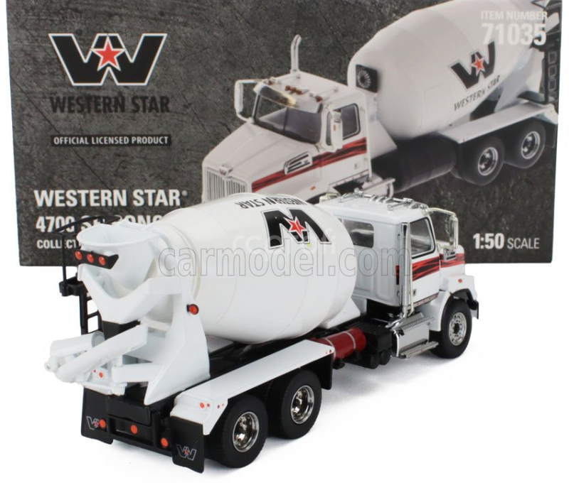 Dm-models Western star 4700 Sb Betoniera Tanker Cement Mixer Truck 3-assi 2018 1:50 Bílá