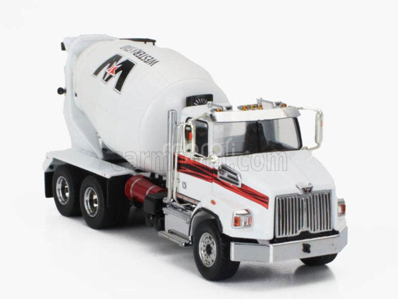 Dm-models Western star 4700 Sb Betoniera Tanker Cement Mixer Truck 3-assi 2018 1:50 Bílá