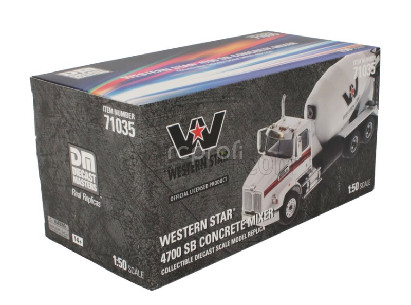 Dm-models Western star 4700 Sb Betoniera Tanker Cement Mixer Truck 3-assi 2018 1:50 Bílá