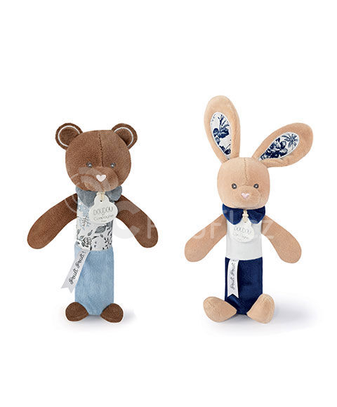 Doudou Chrastítko pískací 17 cm 1 ks zajíc