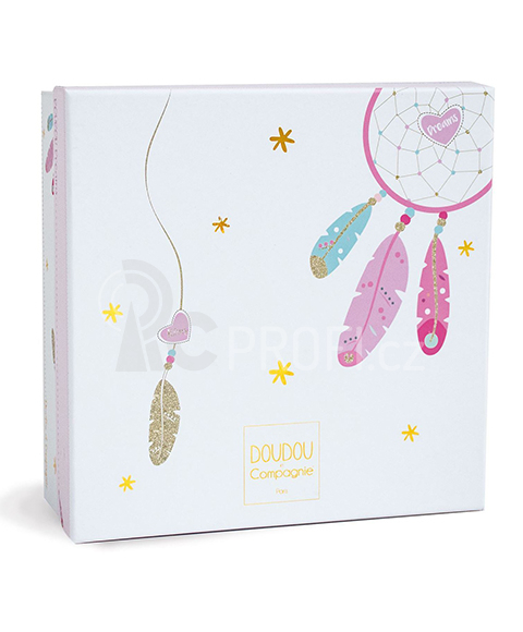 Doudou Dárková - plyšový usínáček růžová kočka 20 cm