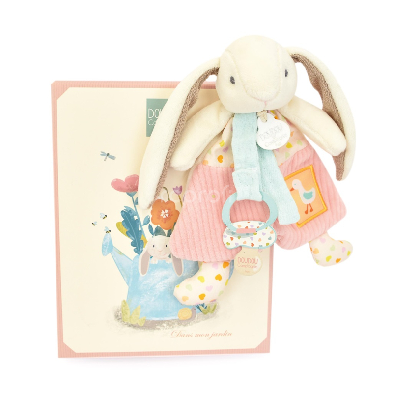 Doudou Dárková sada Hračka s úchytem na dudlík Králíček Ciboulette 19 cm