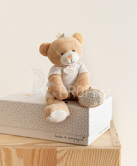 Doudou Dárková sada - medvídek malý král 25 cm