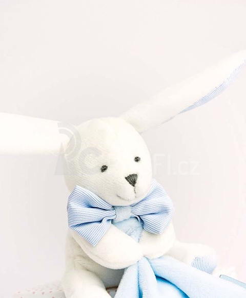 Doudou Dárková sada modrá - králíček s muchláčkem 10 cm